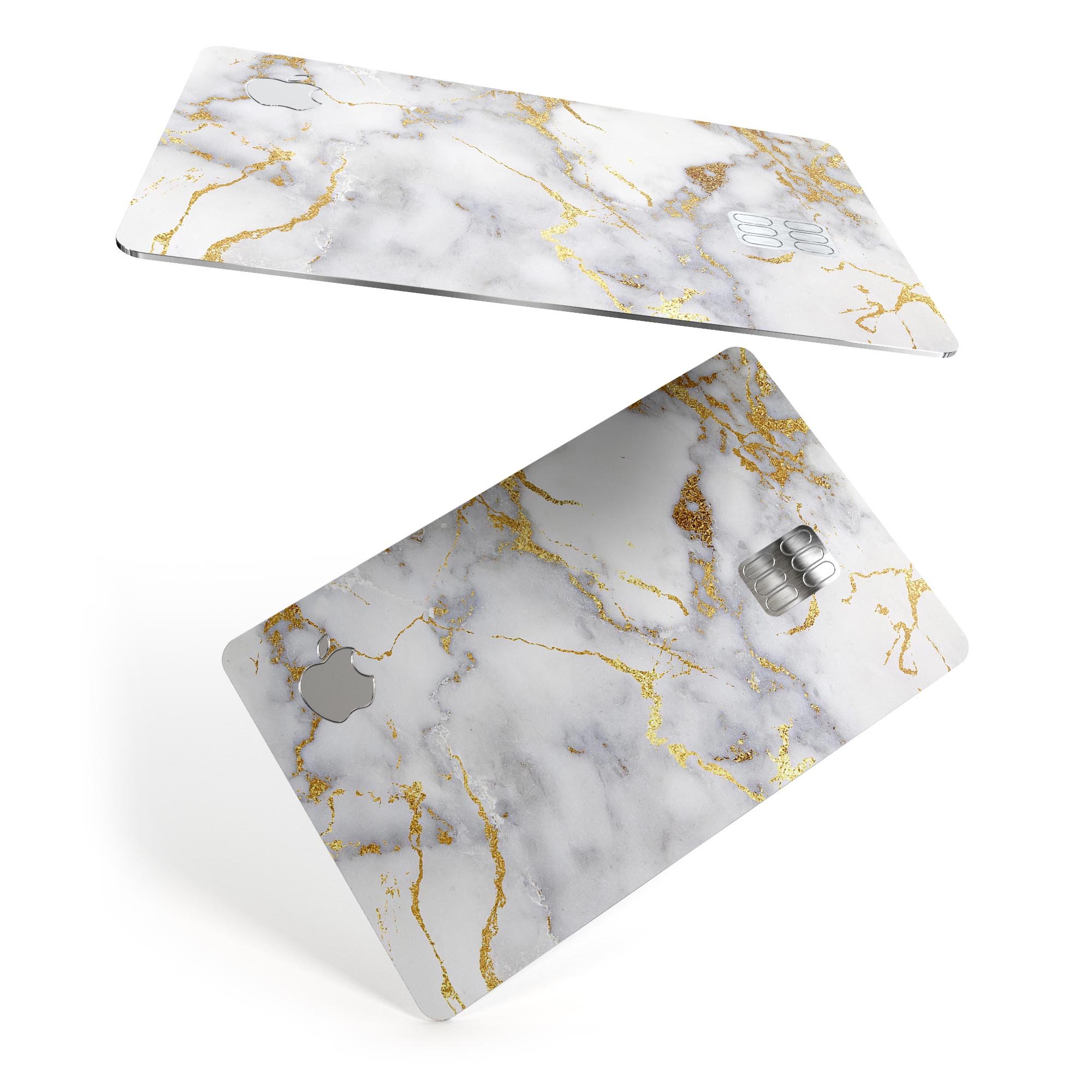 Marble and Digital Gold Foil V2 skin kit for Apple Card, showcasing premium design and protective features.